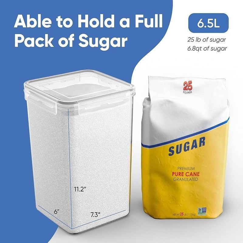 Extra Large Airtight Storage Containers 2 Pack Food Storage Canisters Dry Goods