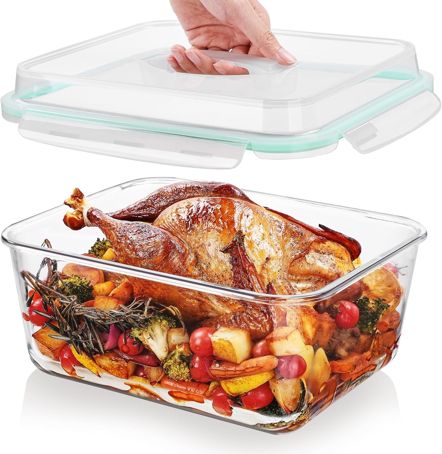 6.5L/ 220oz/ 27.5cup Extra Large Glass Food Storage Containers with Snap