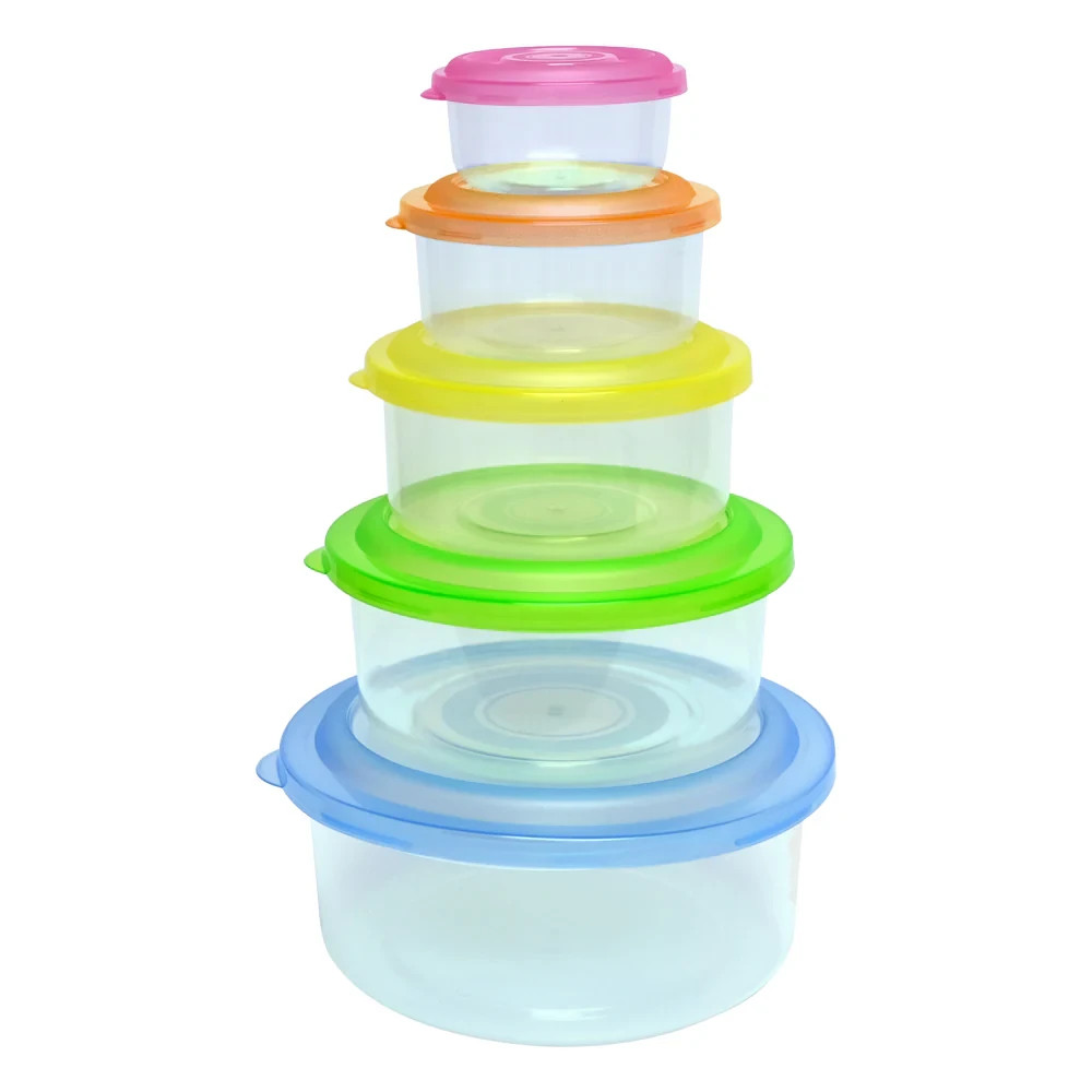 Nicole Home Collection – 5 Sizes of Round Nesting Food Containers w/ Lids – NEW