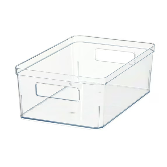 Mainstays Large Clear Pantry Organizer Bin Plastic Storage Container Kitchen