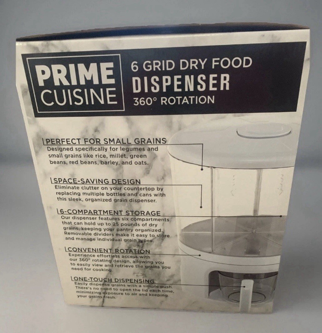 Prime Cuisine 6 Grid Dry Food Dispenser 360 Rotation Capacity