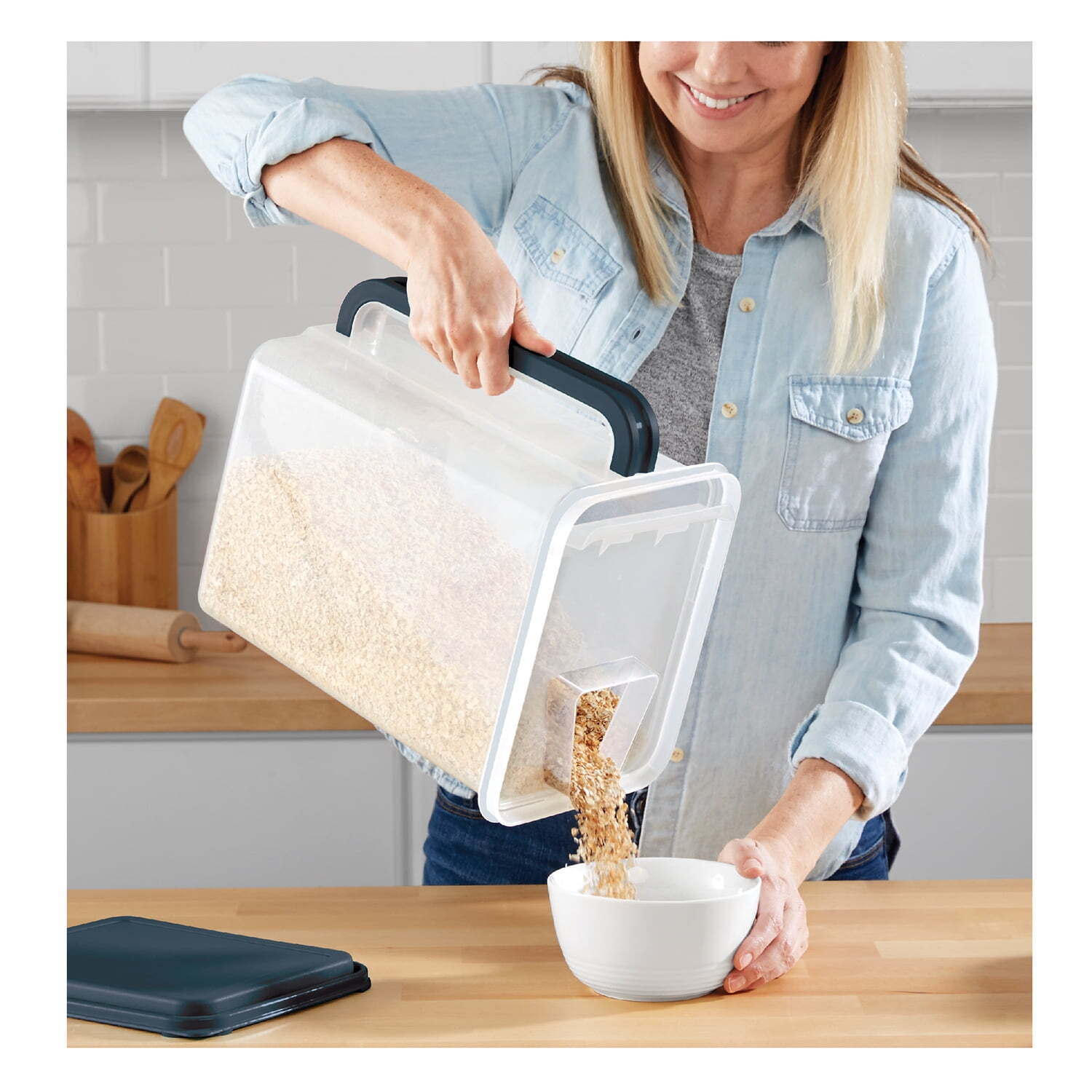 Bulk Canister Holds 46 Cups – Dark Gray Lid and Handle, Food Storage Container