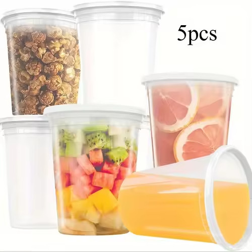 32 oz Heavy Duty Large Round Deli Food/Soup Plastic Containers w/ Lids BPA free