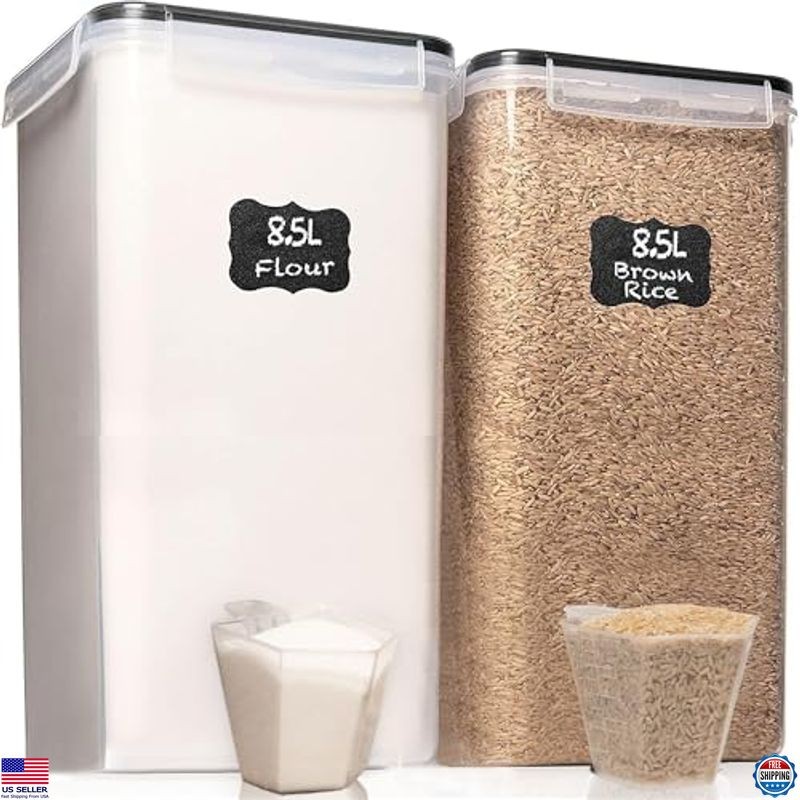 2 PC Extra Large Airtight Food Storage Containers 8.5L BPA Free for Kitchen