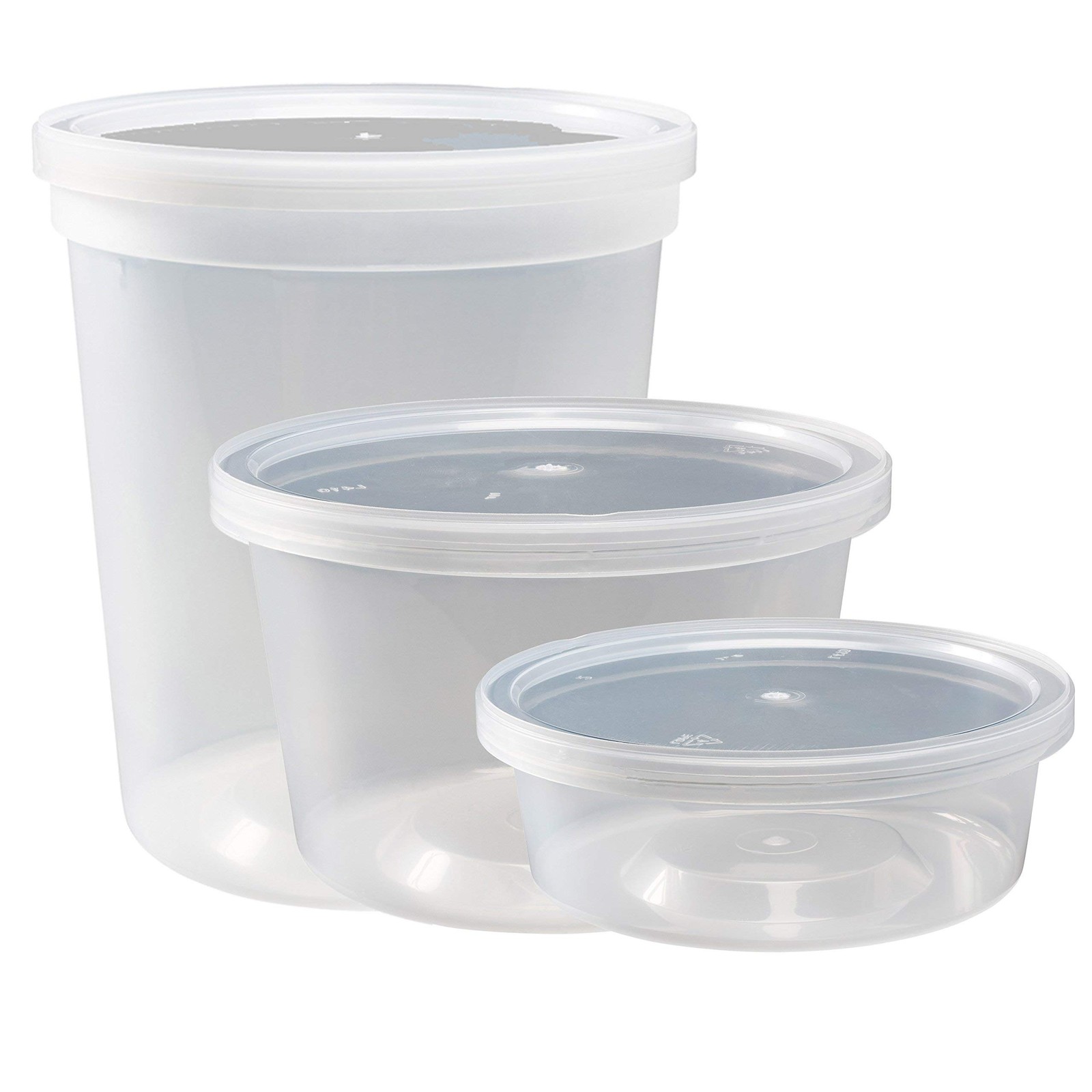 DuraHome Food Storage Containers with Lids 8oz, 16oz, 32oz Freezer Deli Clear