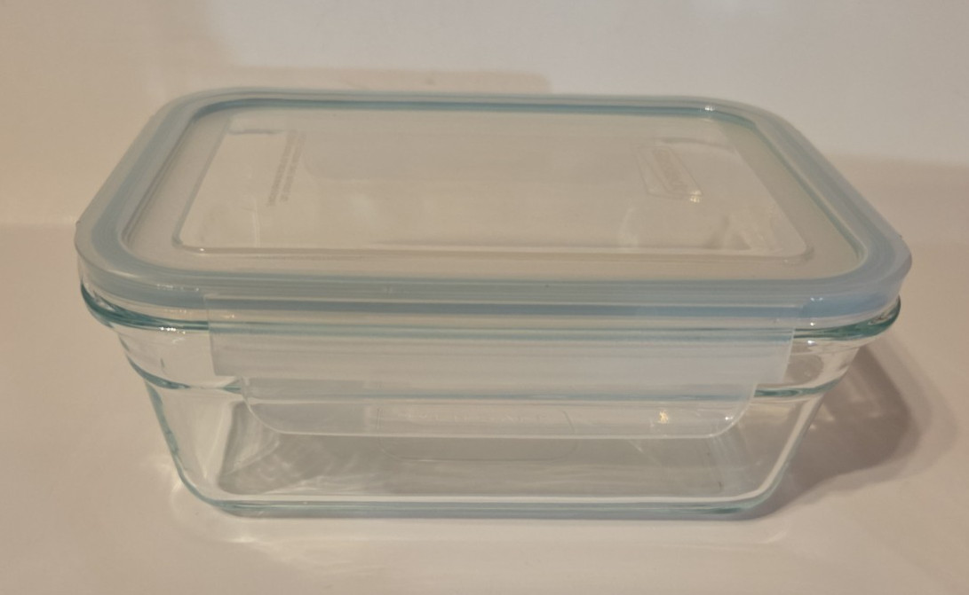 Set of 3 Glasslock Glass Food Storage Containers w/ Snap Lock Lids OCRT-090