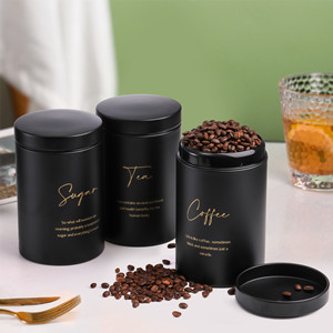 Set of 4 Bread Box and Canister Set for Kitchen Countertop, Metal Bread Bin