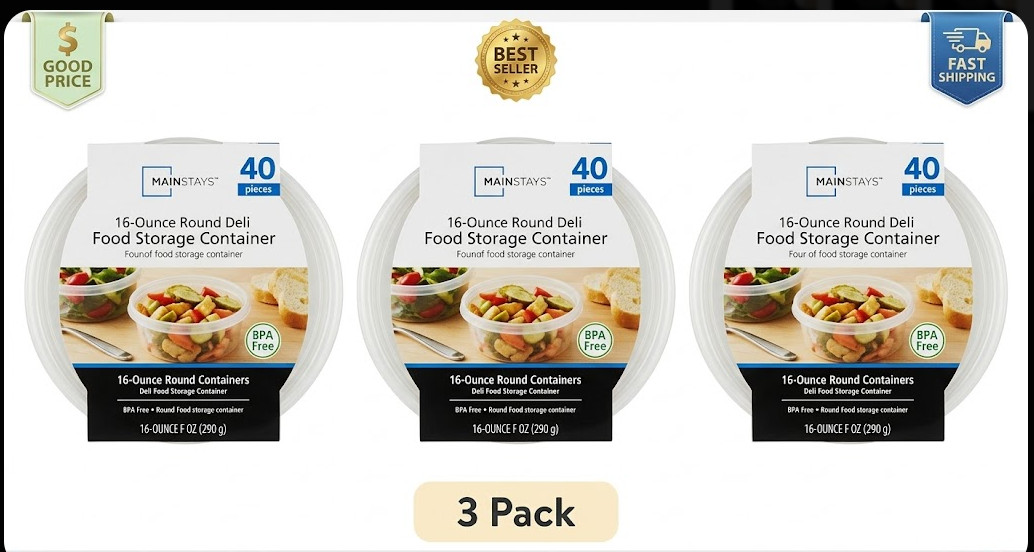 3 Pack 40 Piece 16oz Plastic Deli Containers for Meal Prep & Storage