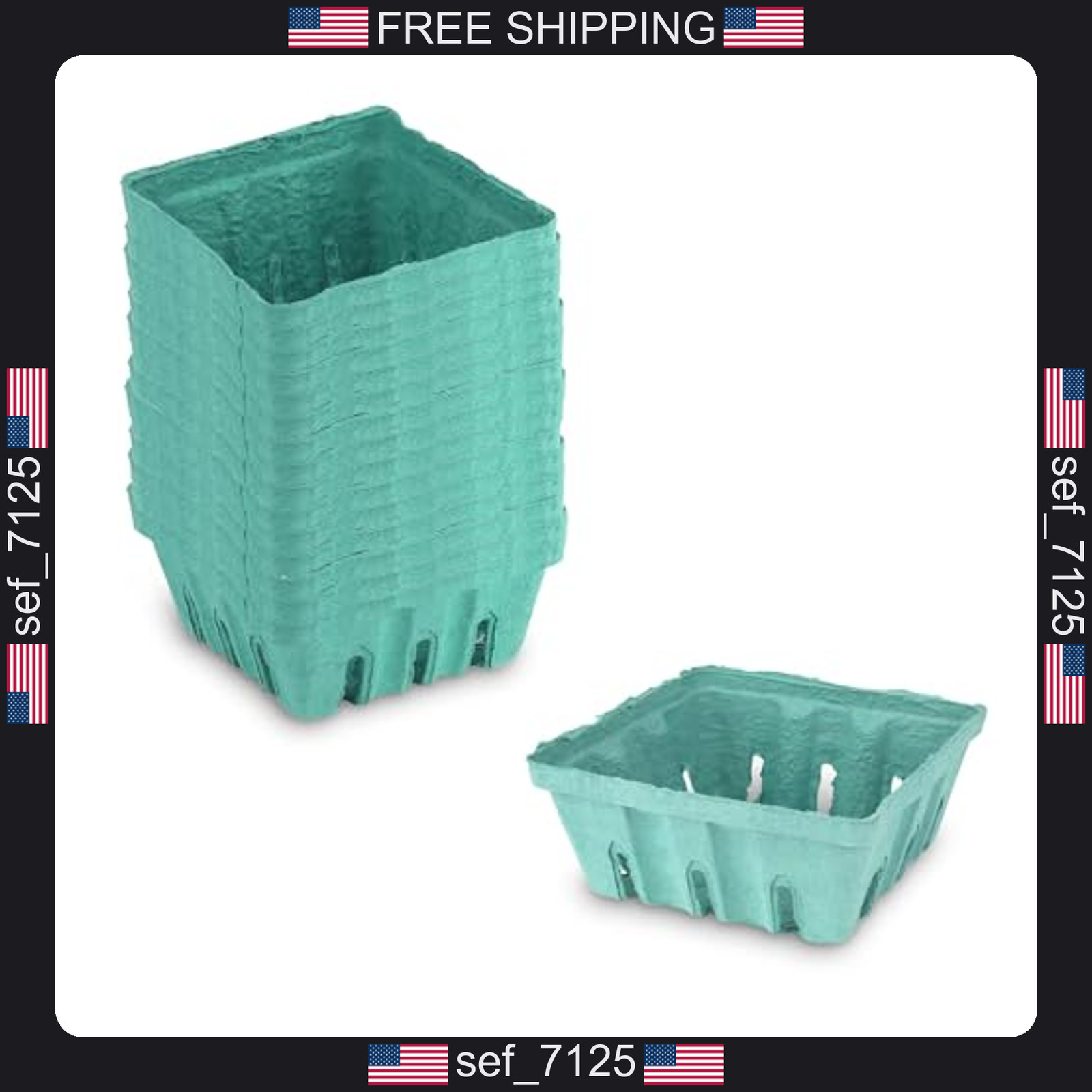 MT Products Green Berry Basket 1/2 Pint – Molded Pulp Fiber Vented Produce