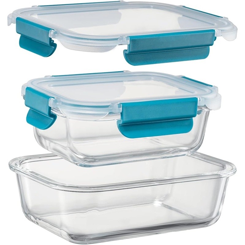 Borosilicate Glass Meal Prep Containers Leakproof Stackable Food Storage 9 Sizes