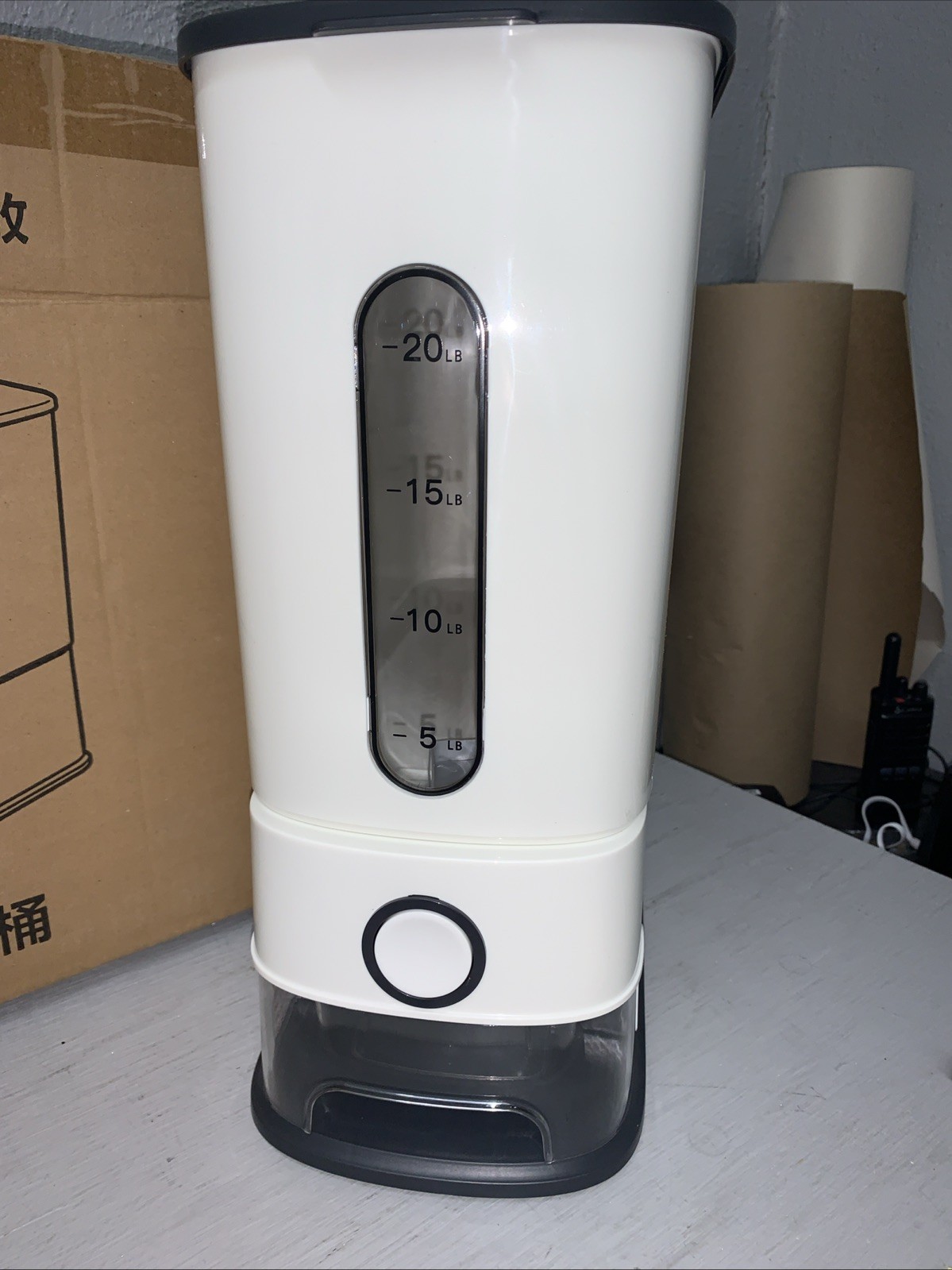 25Lbs Rice Dispenser, Large Grain Container Grey/White