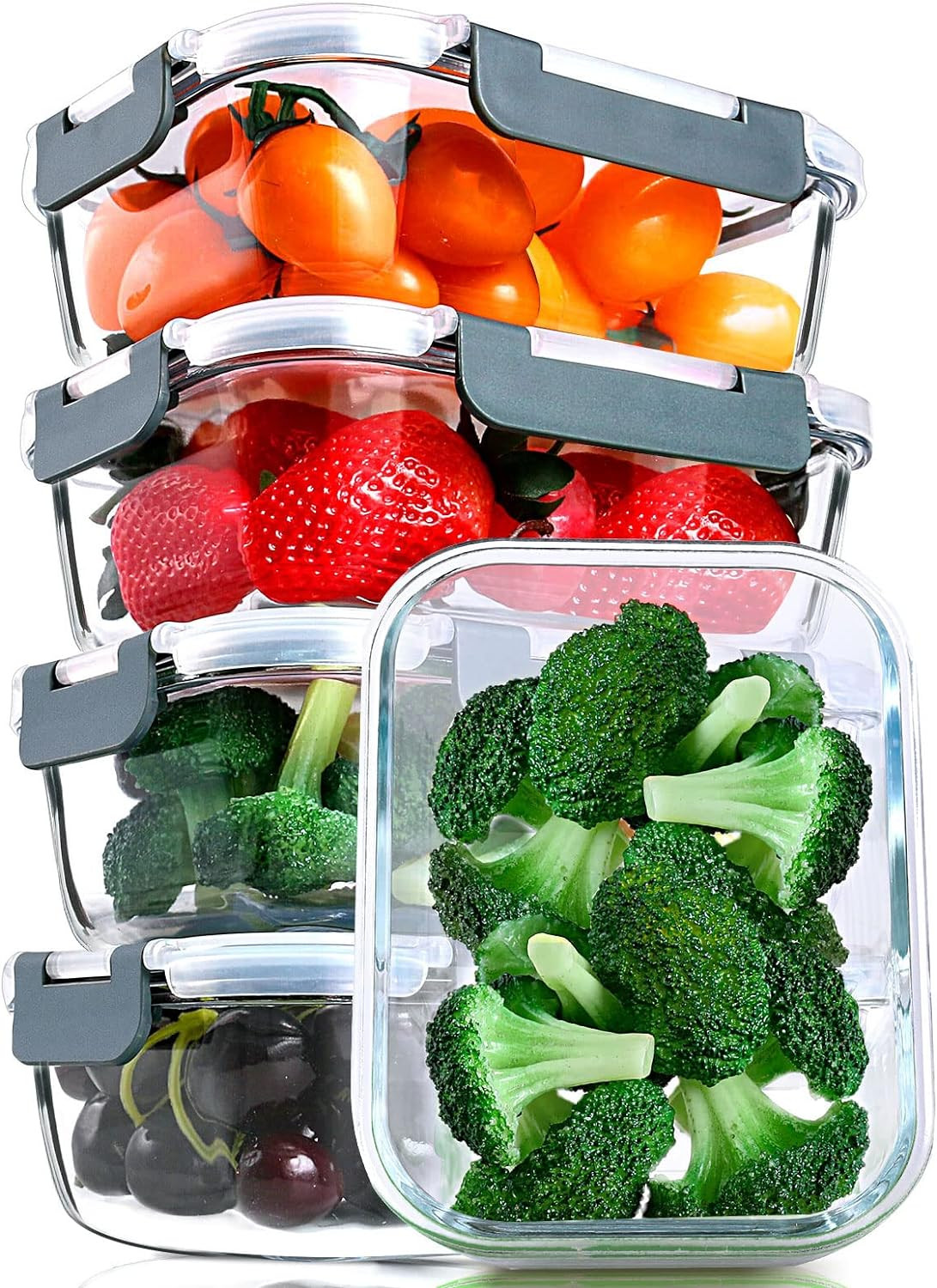 M MCIRCO [5-Packs, 30 Oz] Glass Meal Prep Containers with Snap Locking Lids Glas