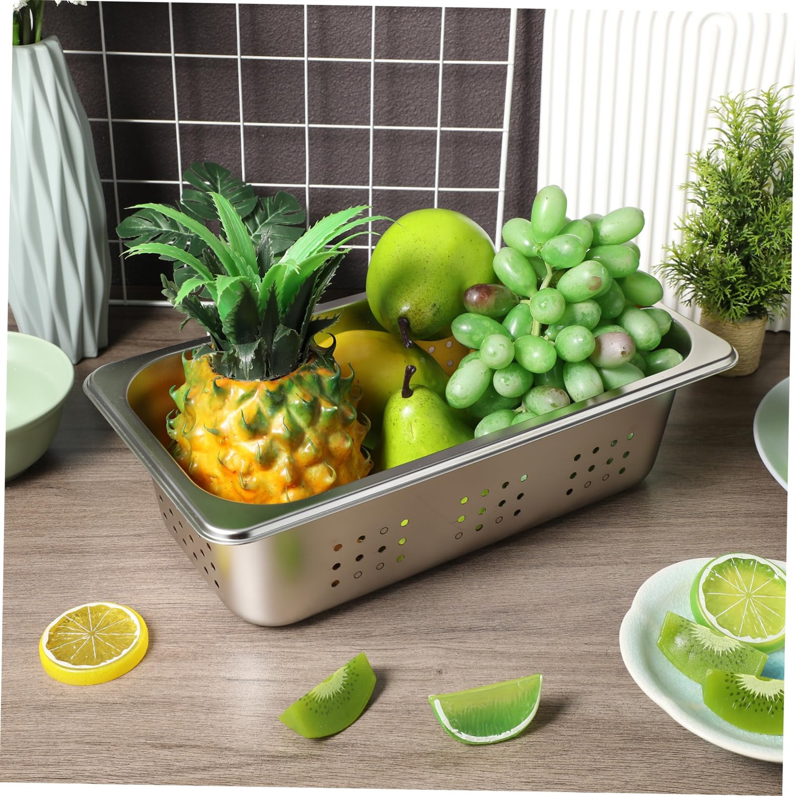 Commercial Steam Pans Set Perforated Deep Pan Stainless Steel Serving Tray Fo…