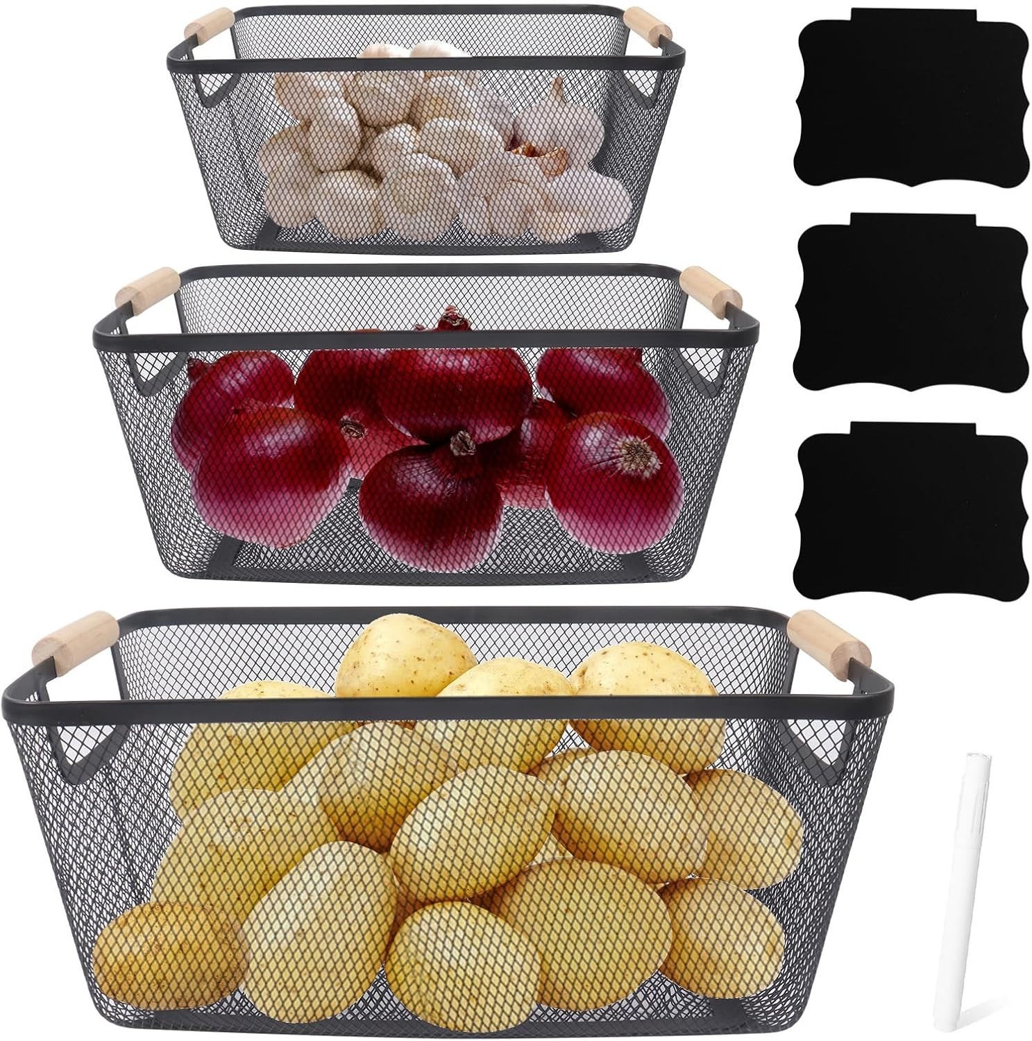 Potato and Onion Storage Bin with Garlic Bin, 3 Set Potato Bin Onion Containe…