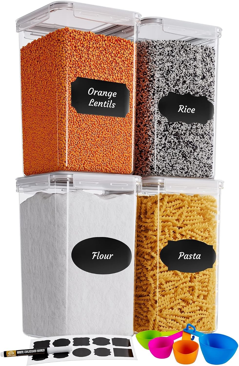 Airtight Food Storage Containers W/ Measuring Cups Set of 2 9.5L 320Oz Spacious