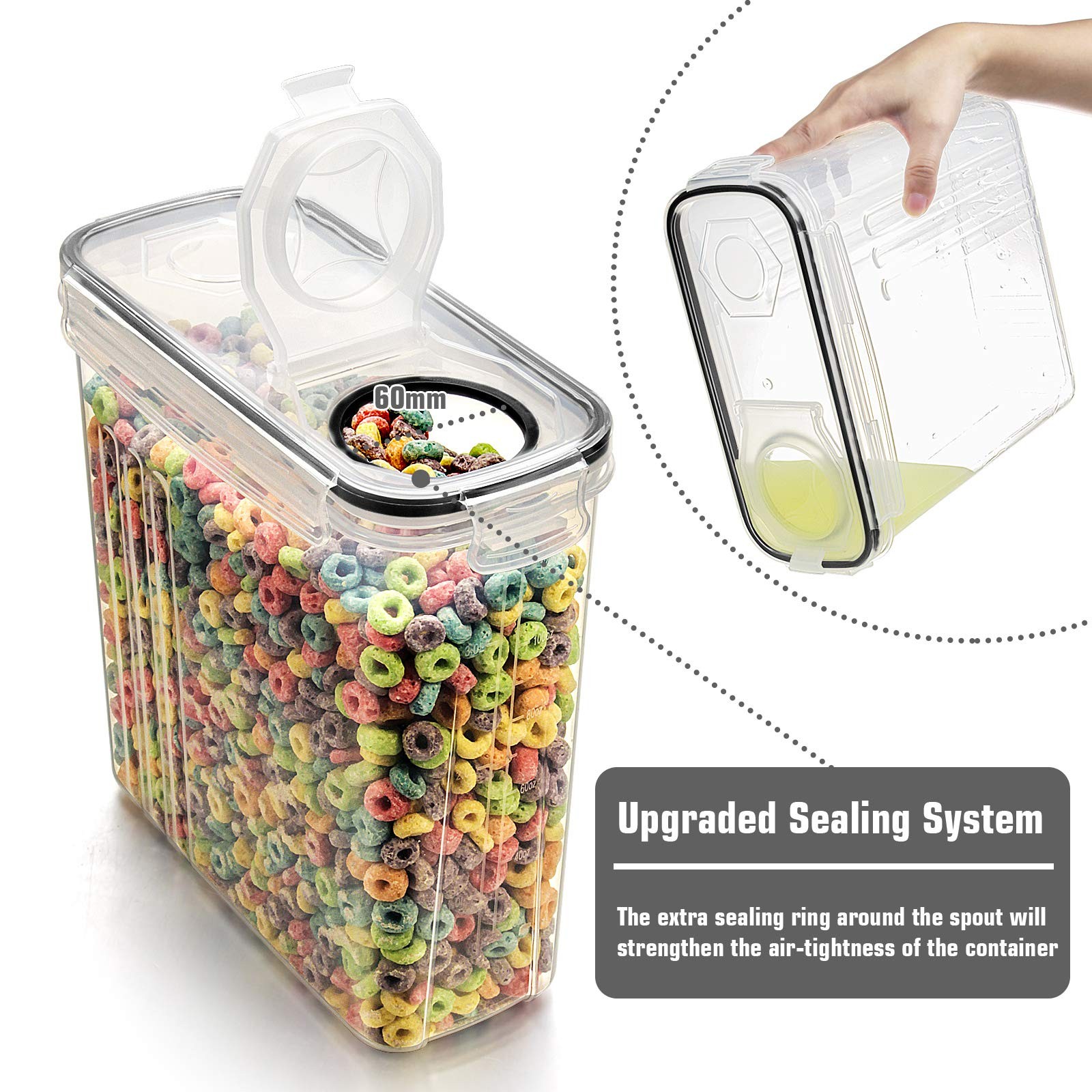 Cereal Storage Containers Set, Large BPA Free Plastic Airtight Food Storage C…