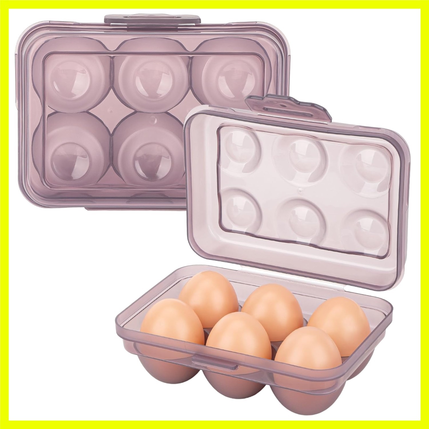 Portable Stackable Egg Storage Container, 2-Pack 6-Egg Holders with Tight-Fit…