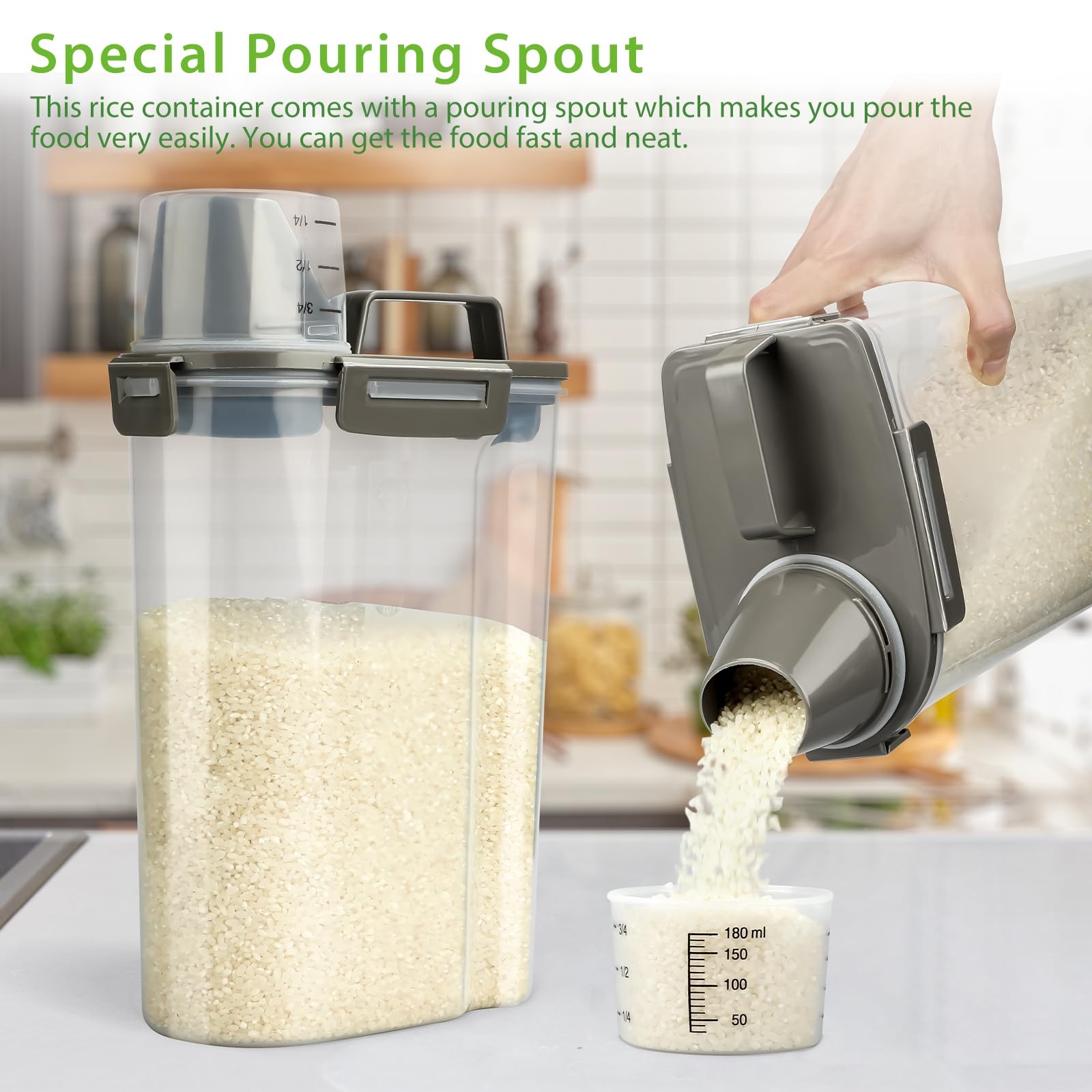 Rice Airtight Storage Container, 3 to 5Lbs Cereal Dry Food Flour Bin, Pet Dog…