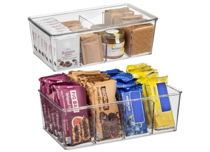 ClearSpace Pantry Organization and Storage Bins with Removable Dividers &Lids L5