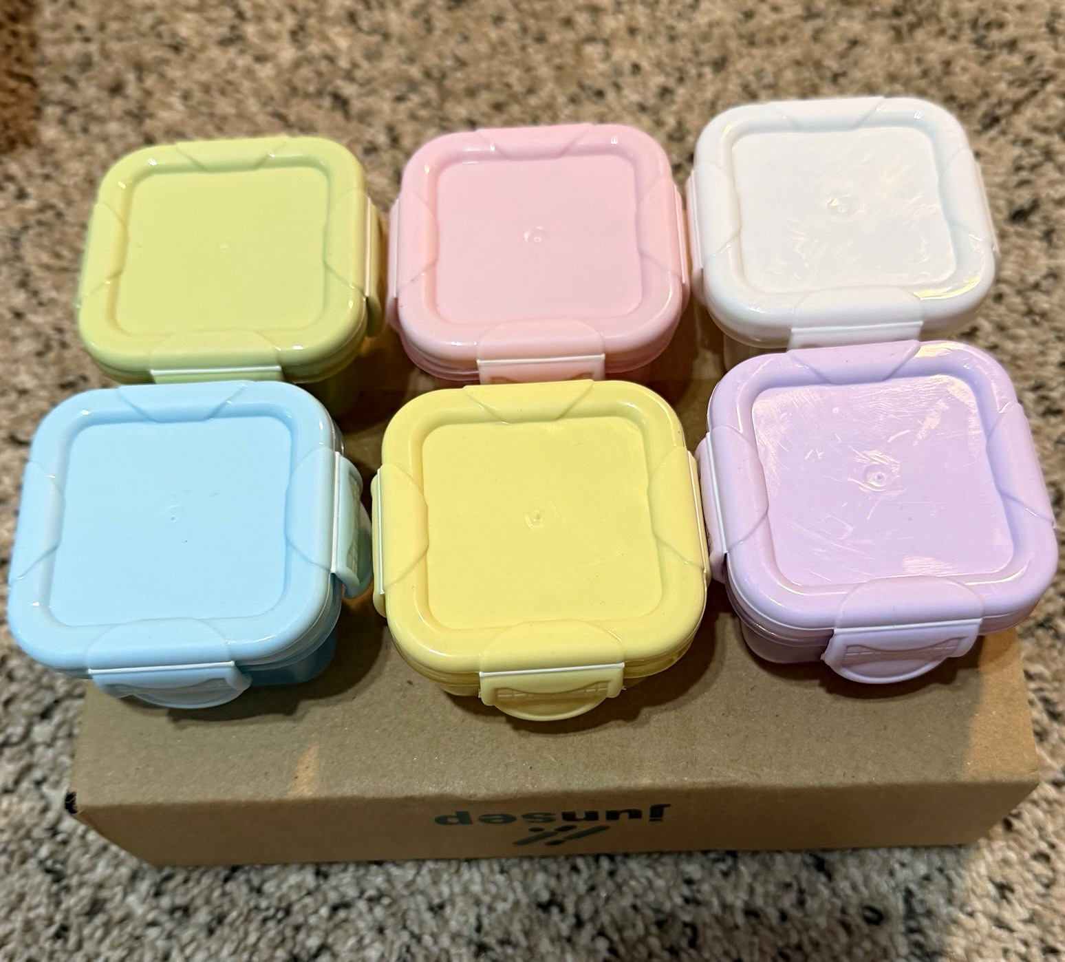 12 Pack 60 mlSquare Plastic Storage Containers, Multicolor Snap Lids Reusable