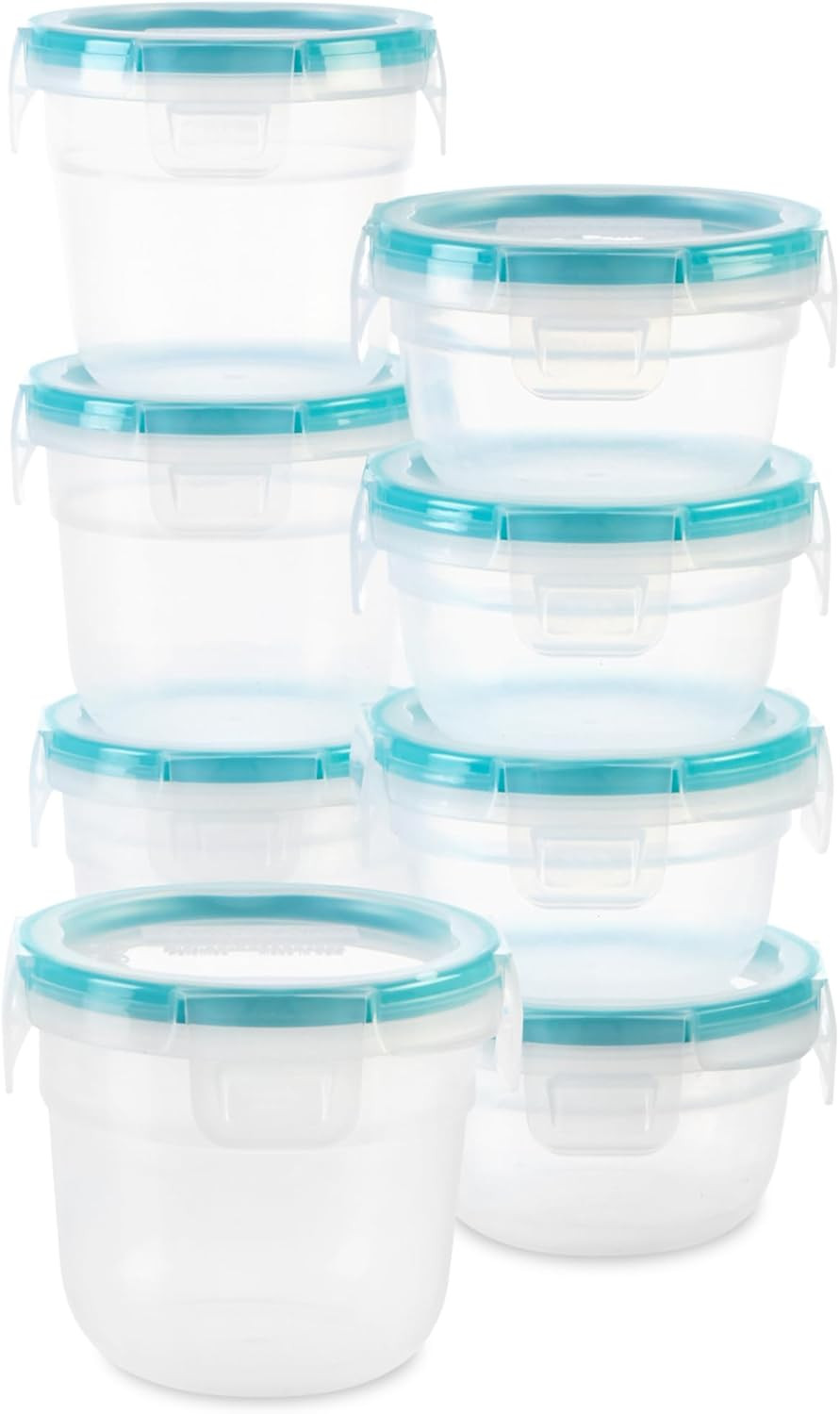 Plastic Total Solution 16-Pc Food Storage Containers Set, (4) 2-Cup & (4) 1.2-Cu