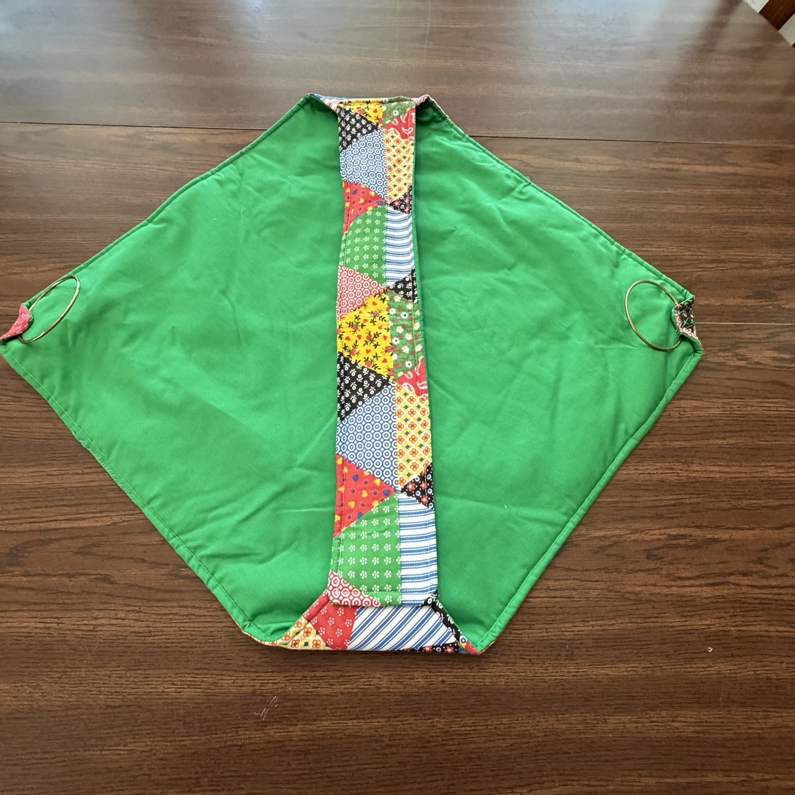 Vintage Reversible Casserole Carrier Patchwork Kelly Green Hot Dish Tote Farm
