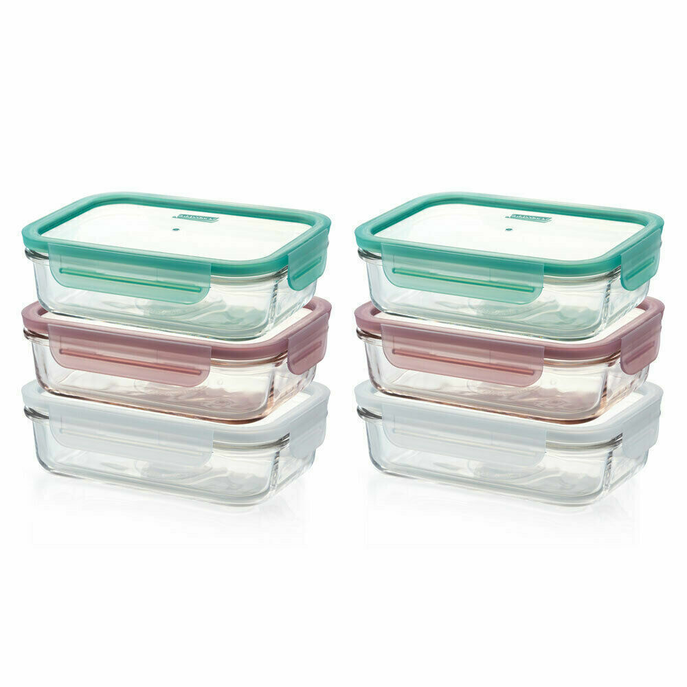 New Glasslock Rectangular Storage Container Set w/ Lid 6pc – 710ml