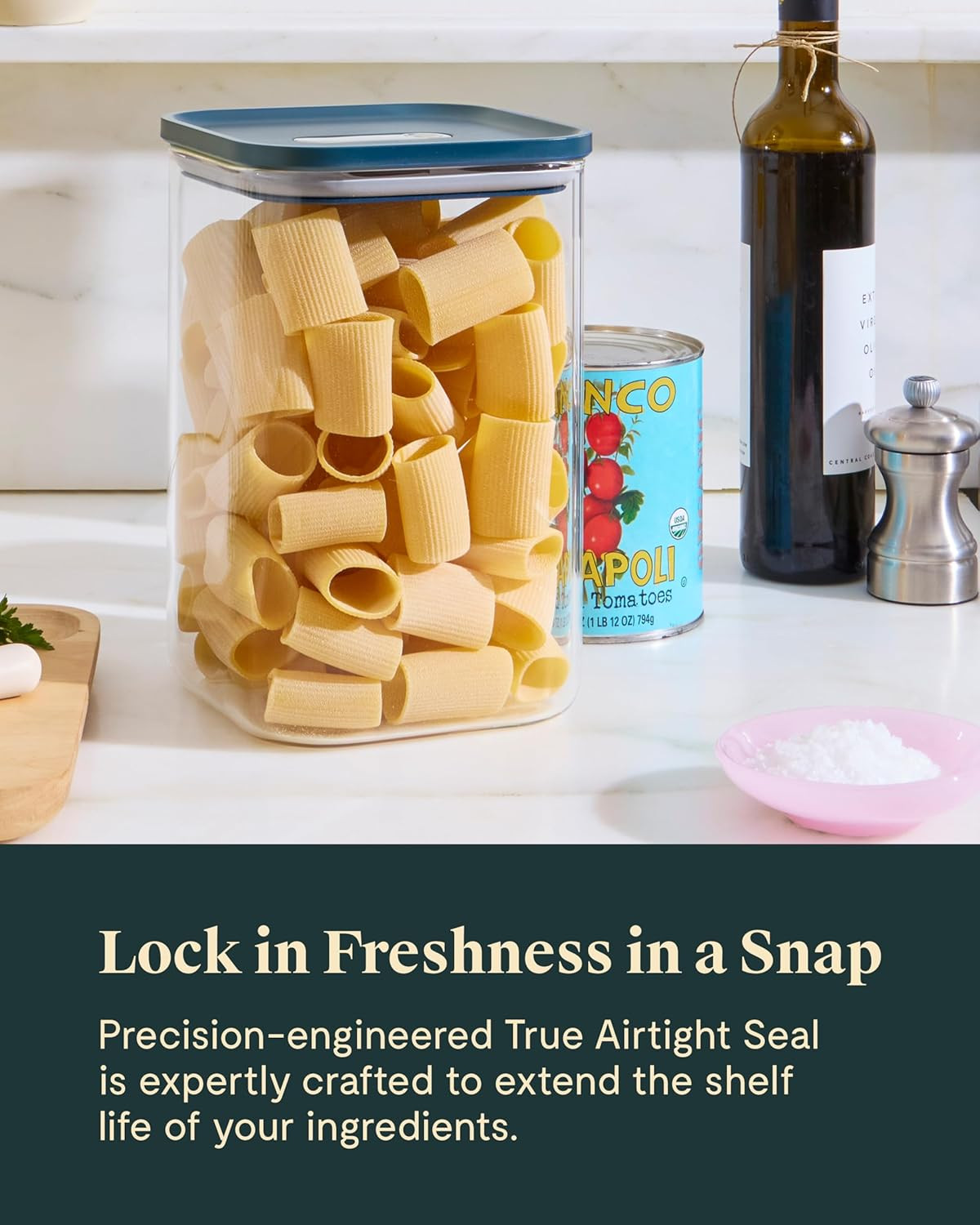 4Qt Airtight Glass Food Storage Container – BPA-Free, Stackable, Cream