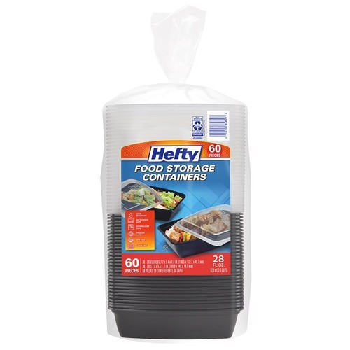 Hefty Food Storage Containers with Lids 28 oz 60 Piece Meal Prep Containers