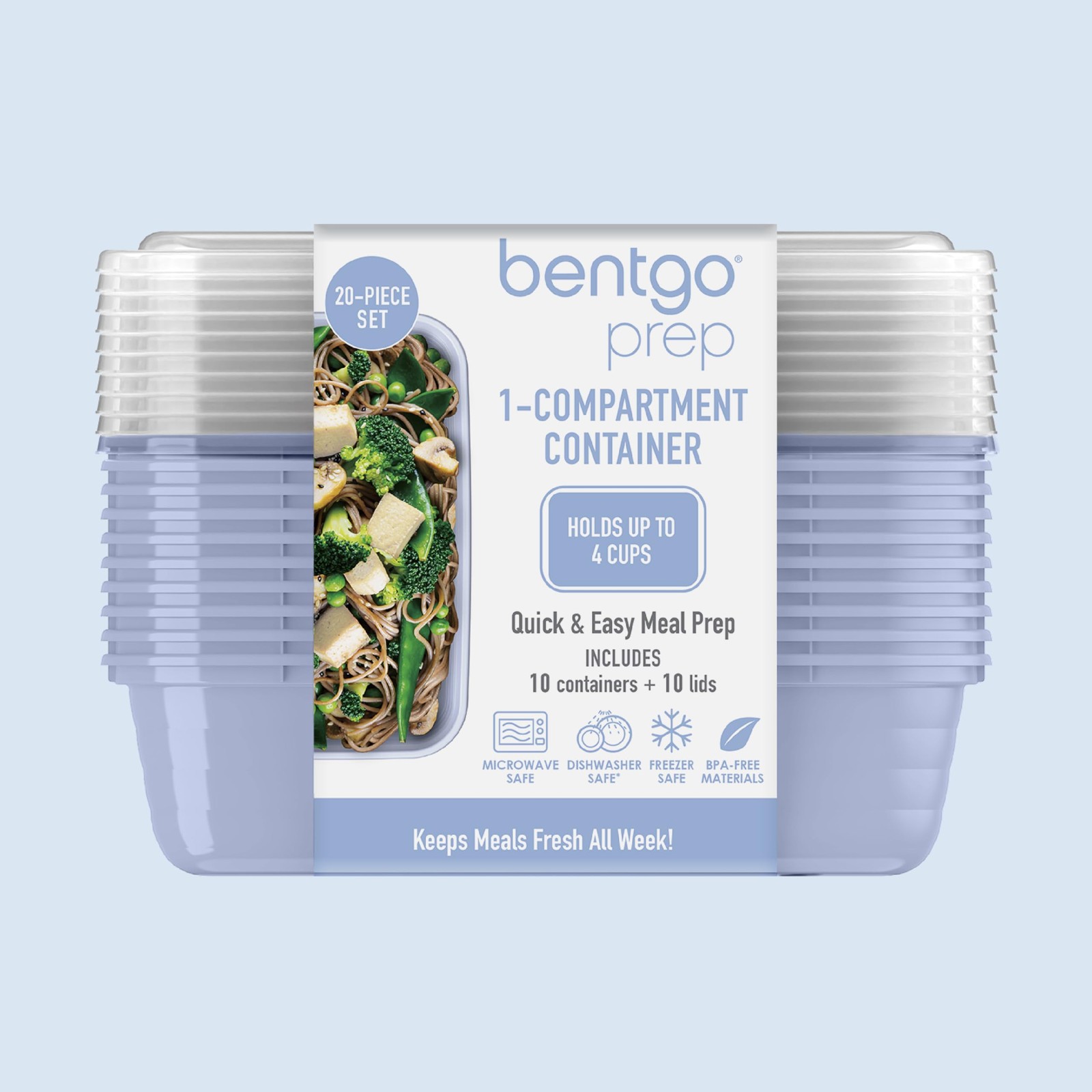 Bentgo Prep – 20-Piece 1-Compartment 4-cup capacity (32 ounces), Periwinkle