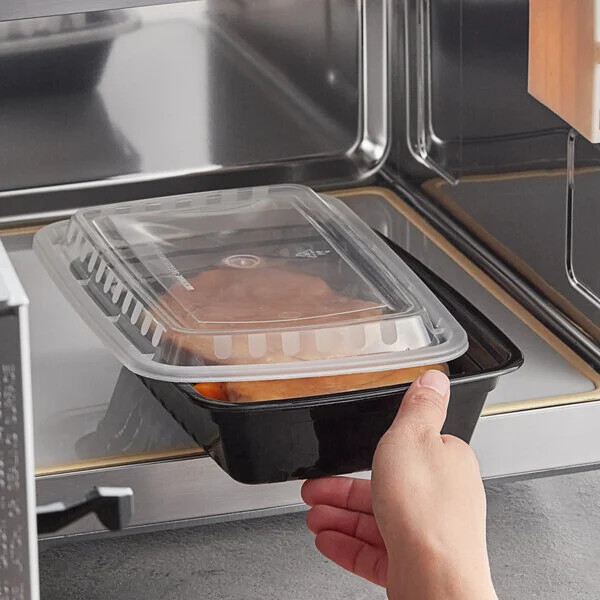 28oz Rectangle Microwavable Heavy Weight Container w/ Lid 8 3/4 x 6 1/4 x 1 3/4″