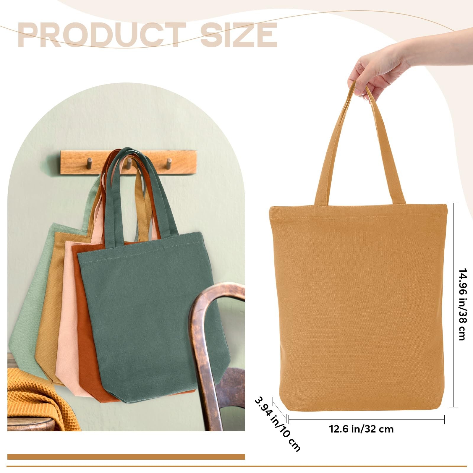 Reginary 10 Pcs Mothers Day Gift Reusable Canvas Grocery Shopping Tote Bag Bulk