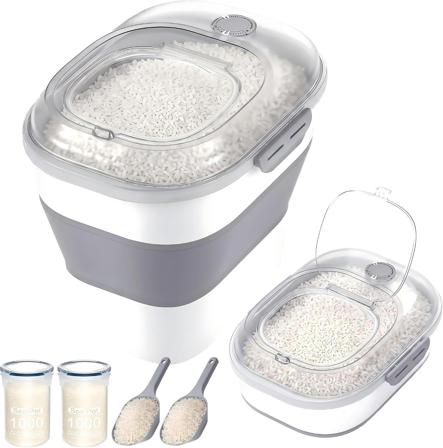 50L Airtight Rice & Pet Food Storage Container with Wheels & Scoop, BPA Free