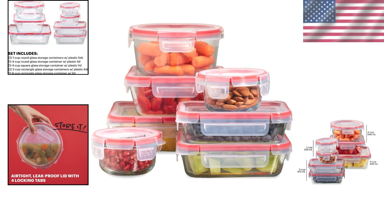 Airtight 7-Pack Glass Storage Set with Write + Erase Labels for Organizing