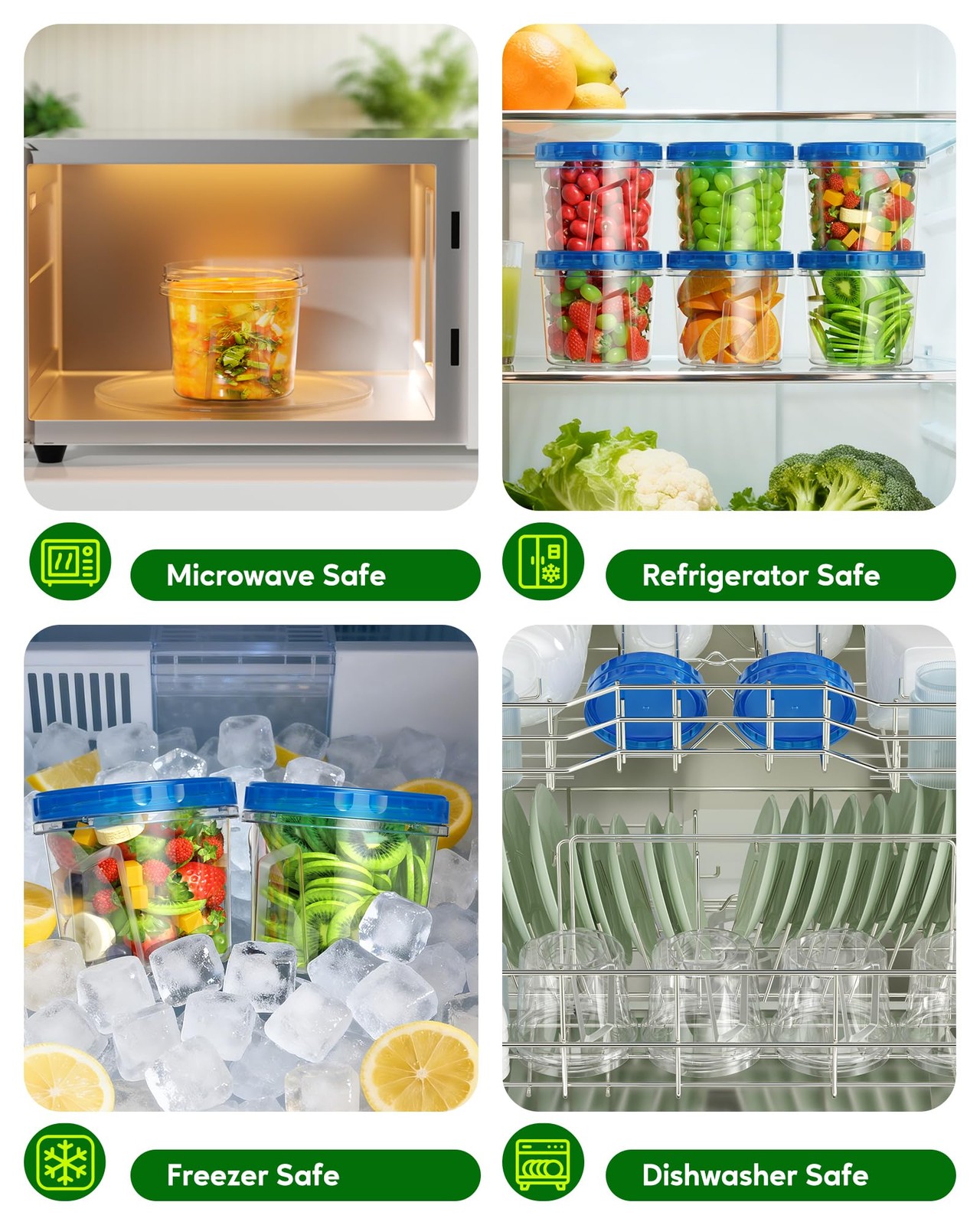 8 Pack-24 OZ Freezer Storage Containers, Plastic Soup Container with Lids, BP…