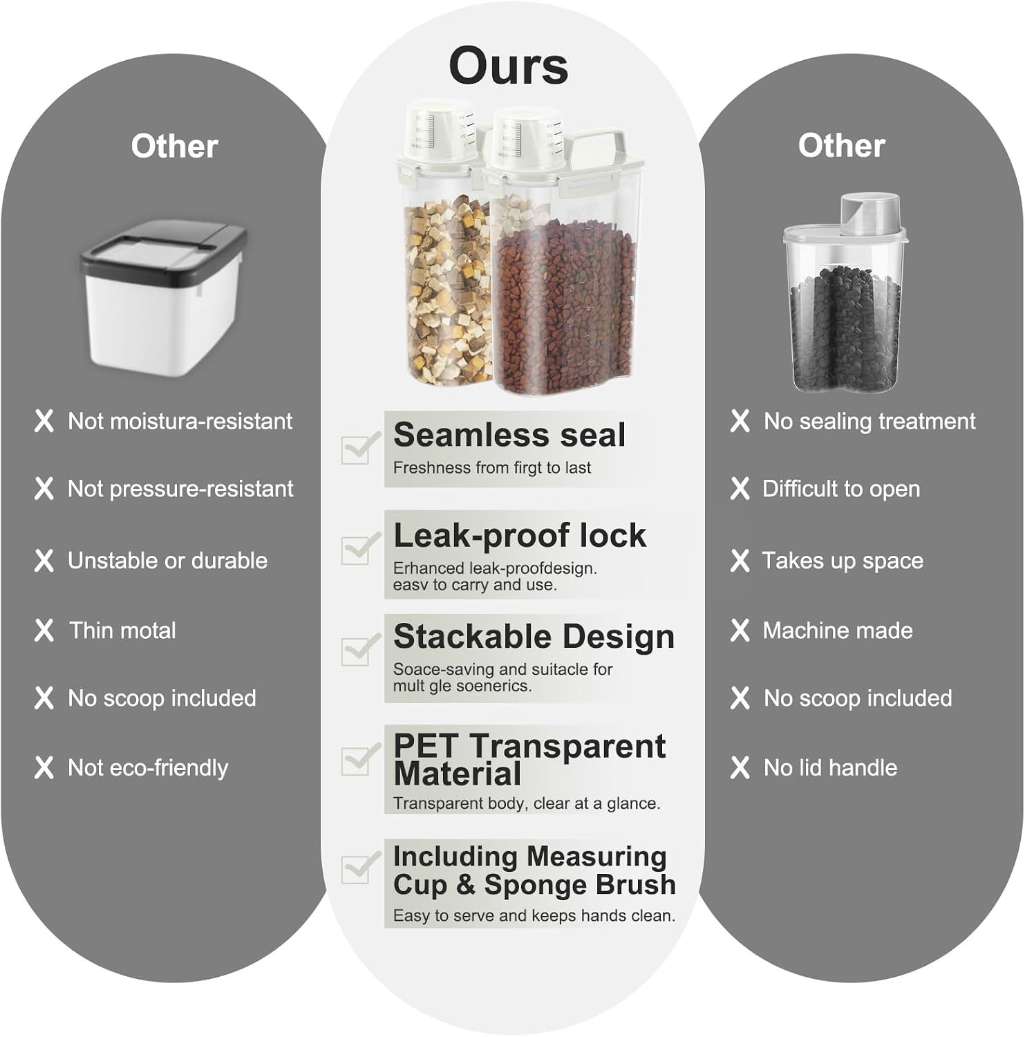 Airtight Rice Storage Container, 3.28Qt Cereal Dry Food Flour and Sugar Bin, …