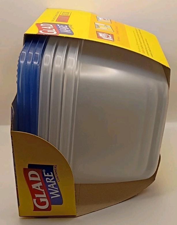 Vtg.1999 NOS GladWare Deep Dish Plastic Food Storage Containers 8 cup 3pc. Set