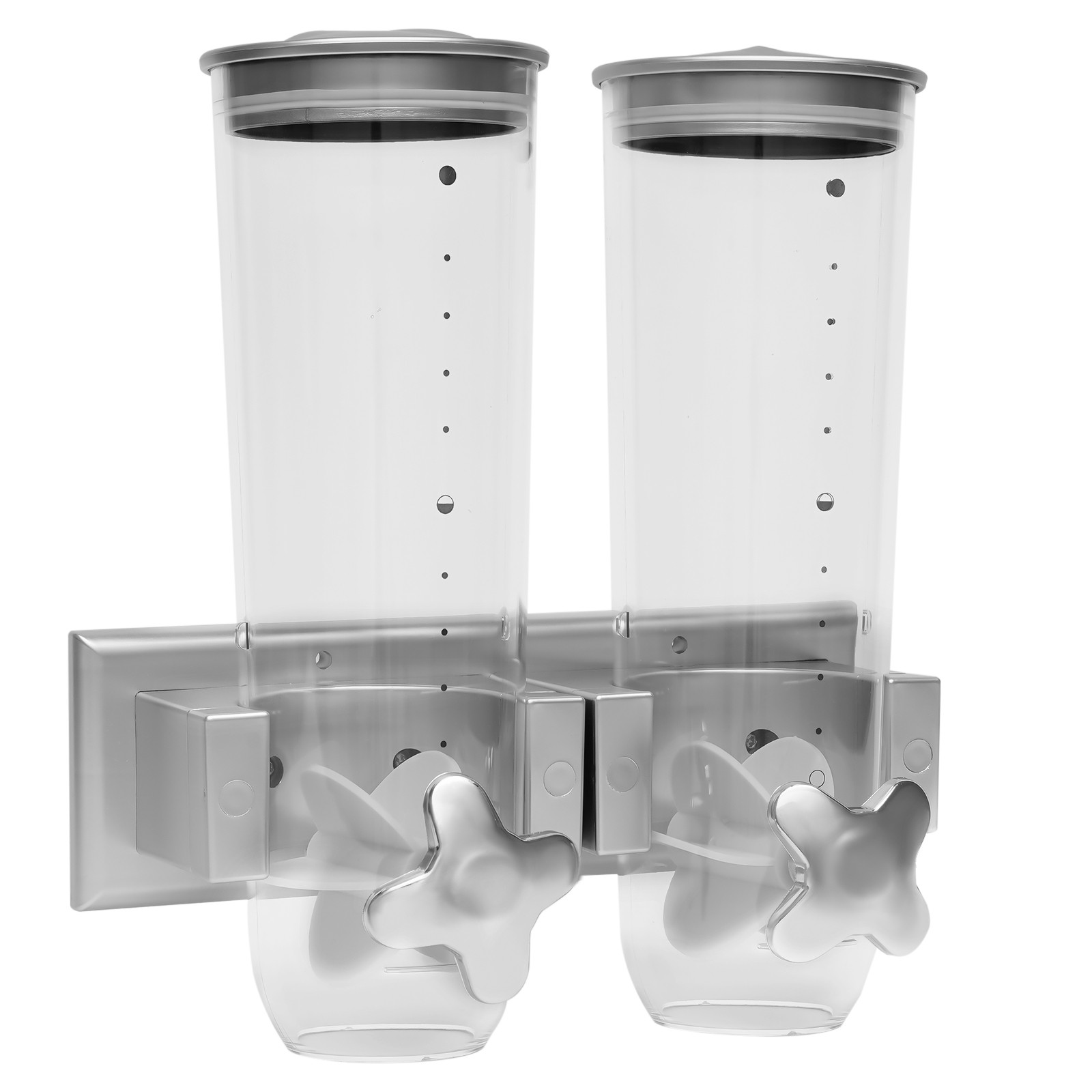 Wall Mount 2 Bucket Food Storage Dispenser Coffee/Bean/Candy/Rice Silver 3L