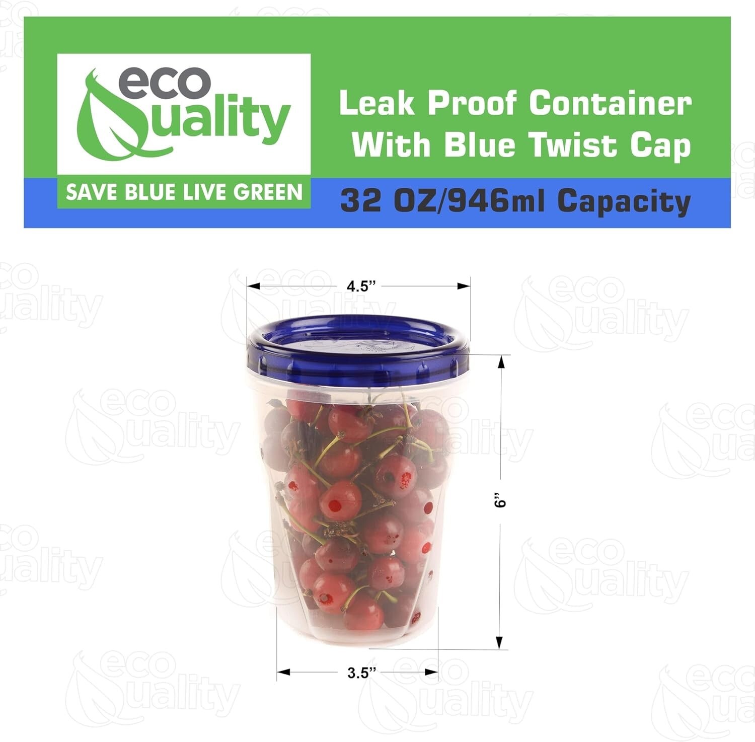 32oz Twist Top Storage Containers – Airtight Plastic Food Storage Canisters 72pc