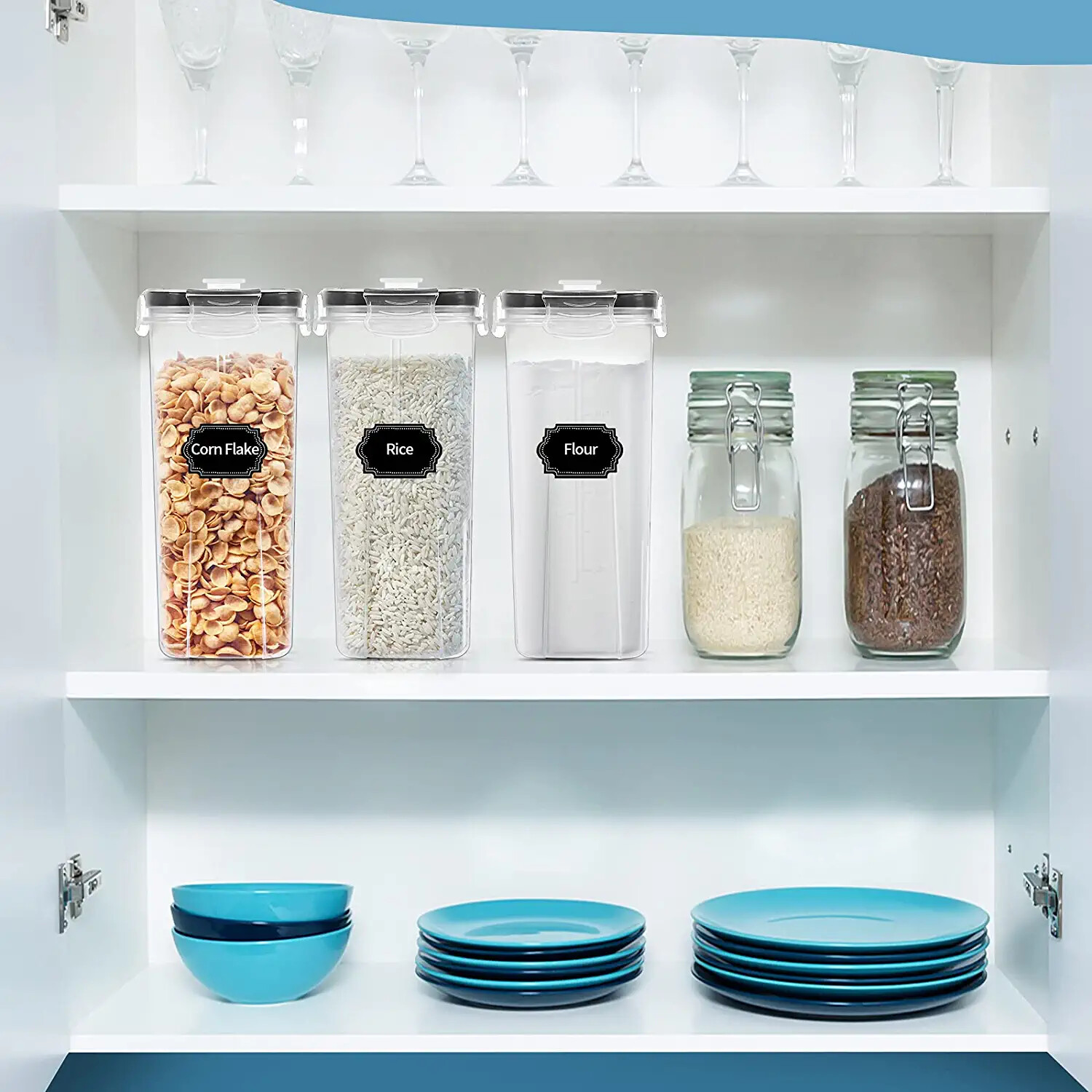6PCS Food Cereal Storage Containers Set with Lids 2.5L Set of 5 Kitchen Pantry