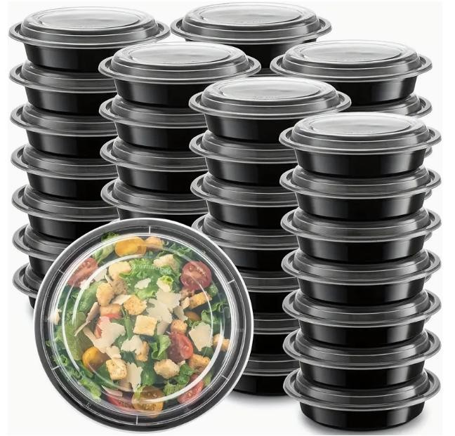 24oz Round Food Containers with Lids, BPA-Free, Stackable, Microwave & Dish