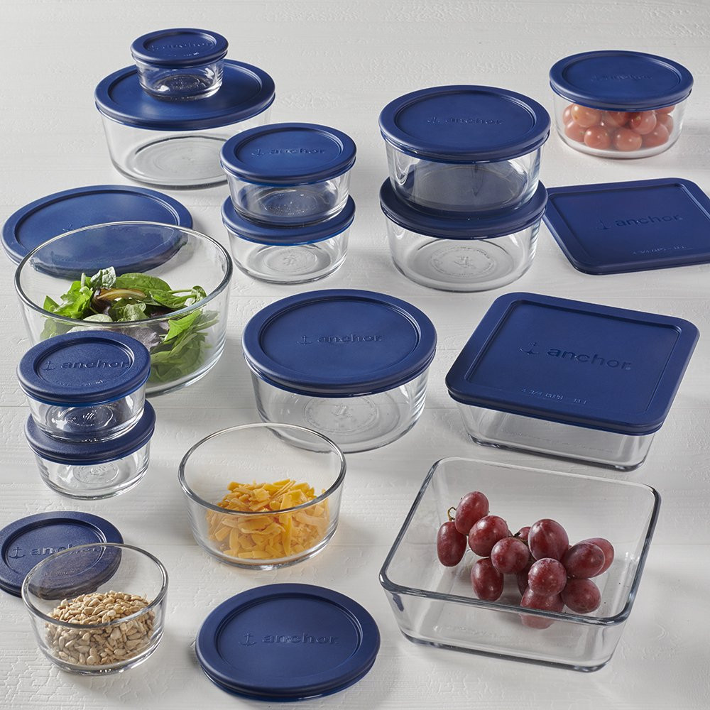 Clear Glass Food Storage Containers Set with Lids Preparing Boxes Bins 30 Piece