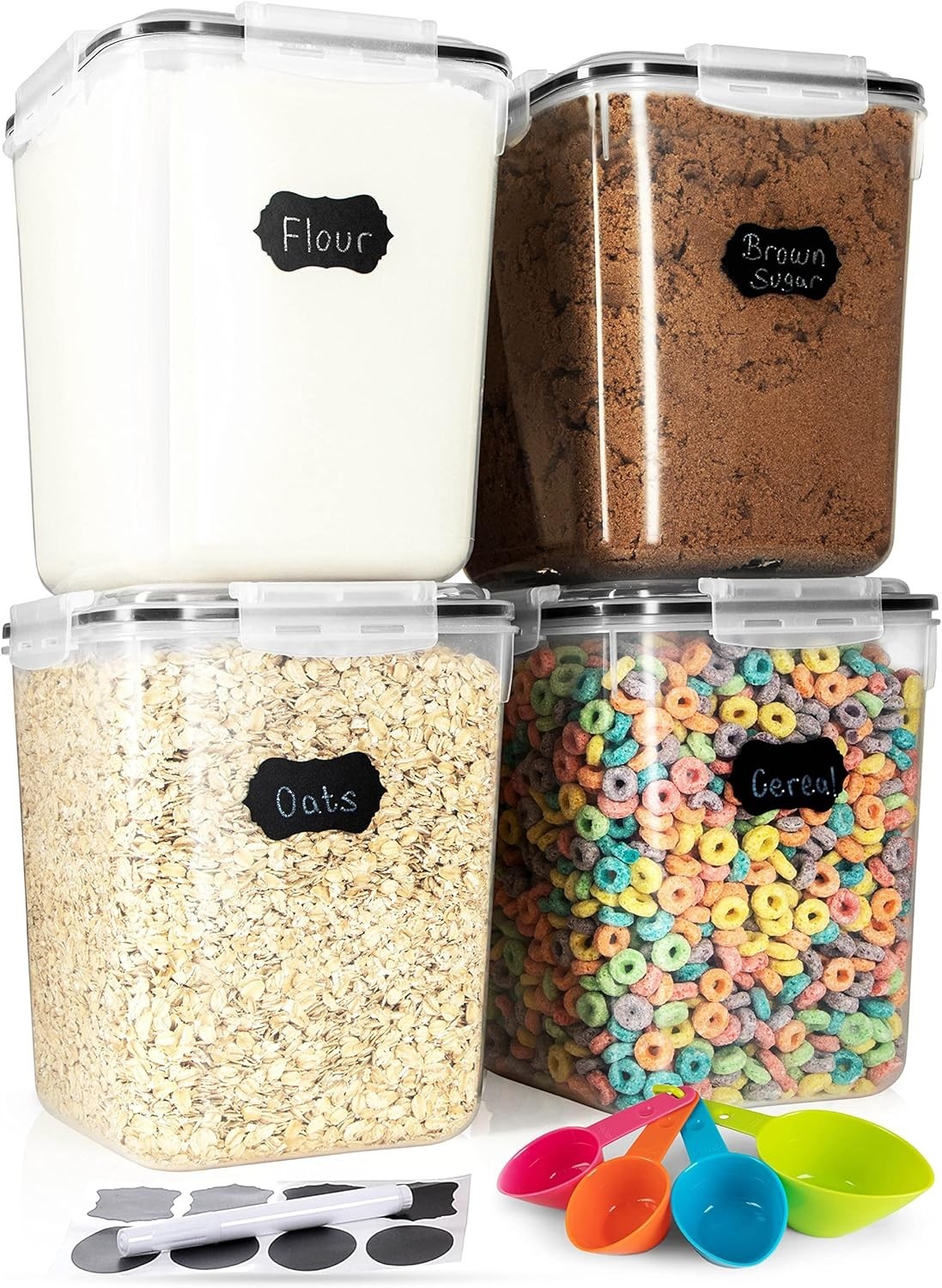 Rice Storage Containers Set 5.3L Square Airtight Food Canisters With Lids Pantry
