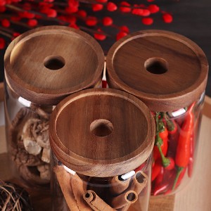 Glass Jars, Food Storage Containers with Airtight Acacia Lids, 20FL OZ(600ml)