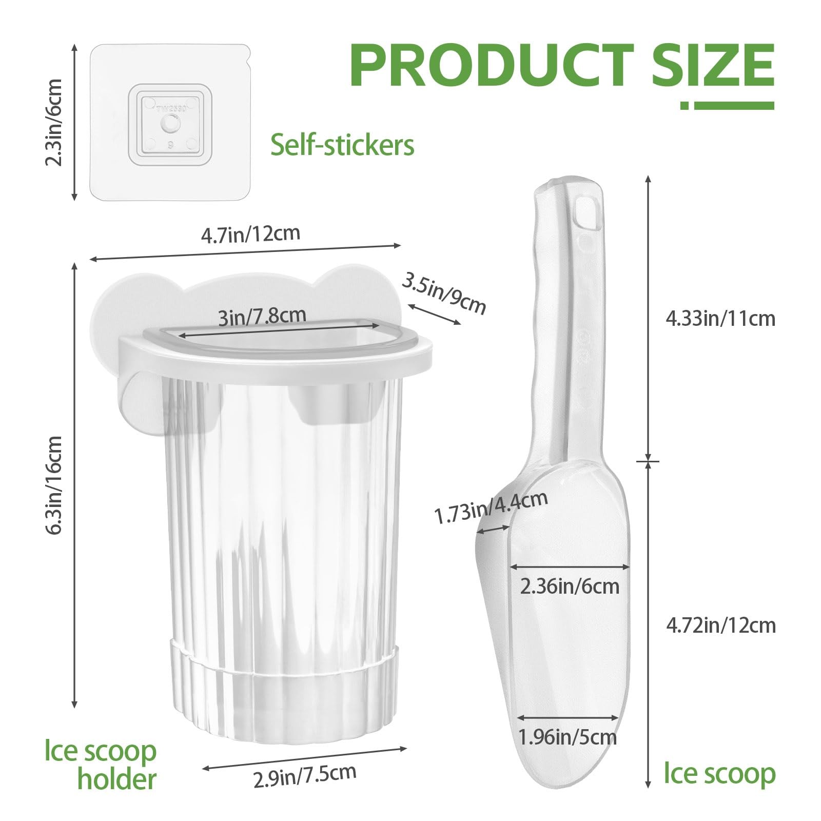 Removable Plastic Ice Scoop with Holder for Freezer Bucket, Kitchen Ice Cube …