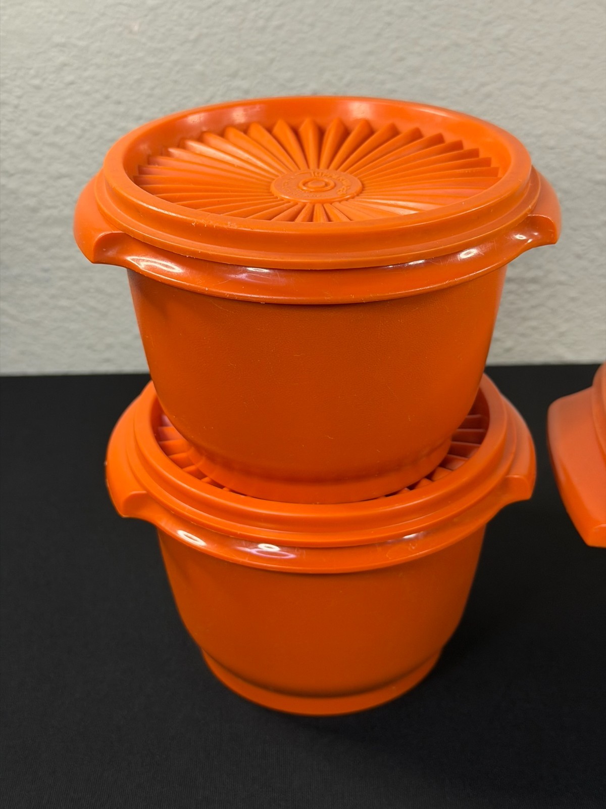 Vintage Tupperware Servalier Bowl Lot 4 Harvest Orange Yellow Canister Storage