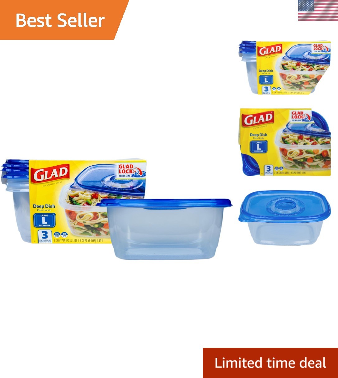 BPA Free 64 Oz Food Storage Containers with Locking Lids – Ideal for Meal Prep