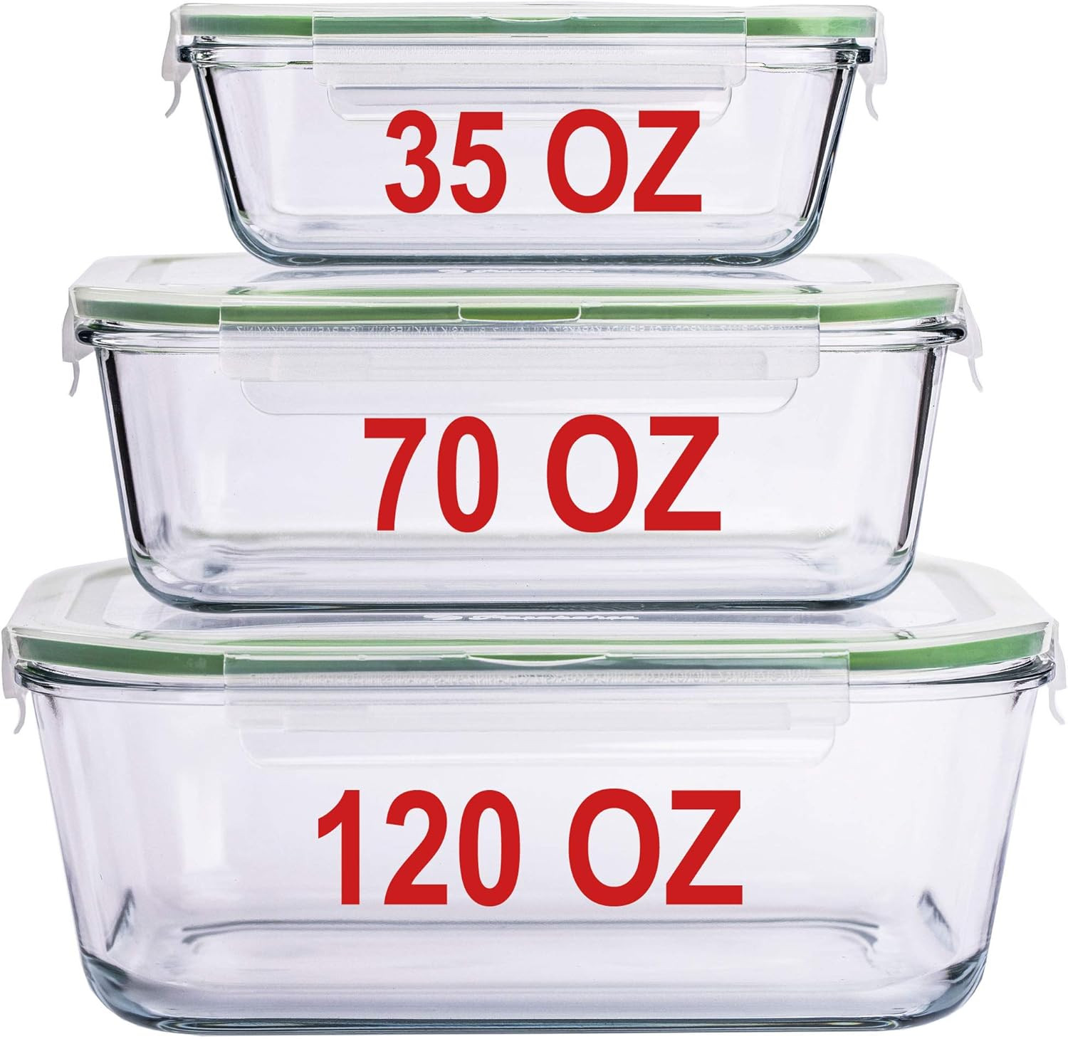X-LARGE Glass Food Storage Containers with Lids Baking Dish Set Glass Storage Co