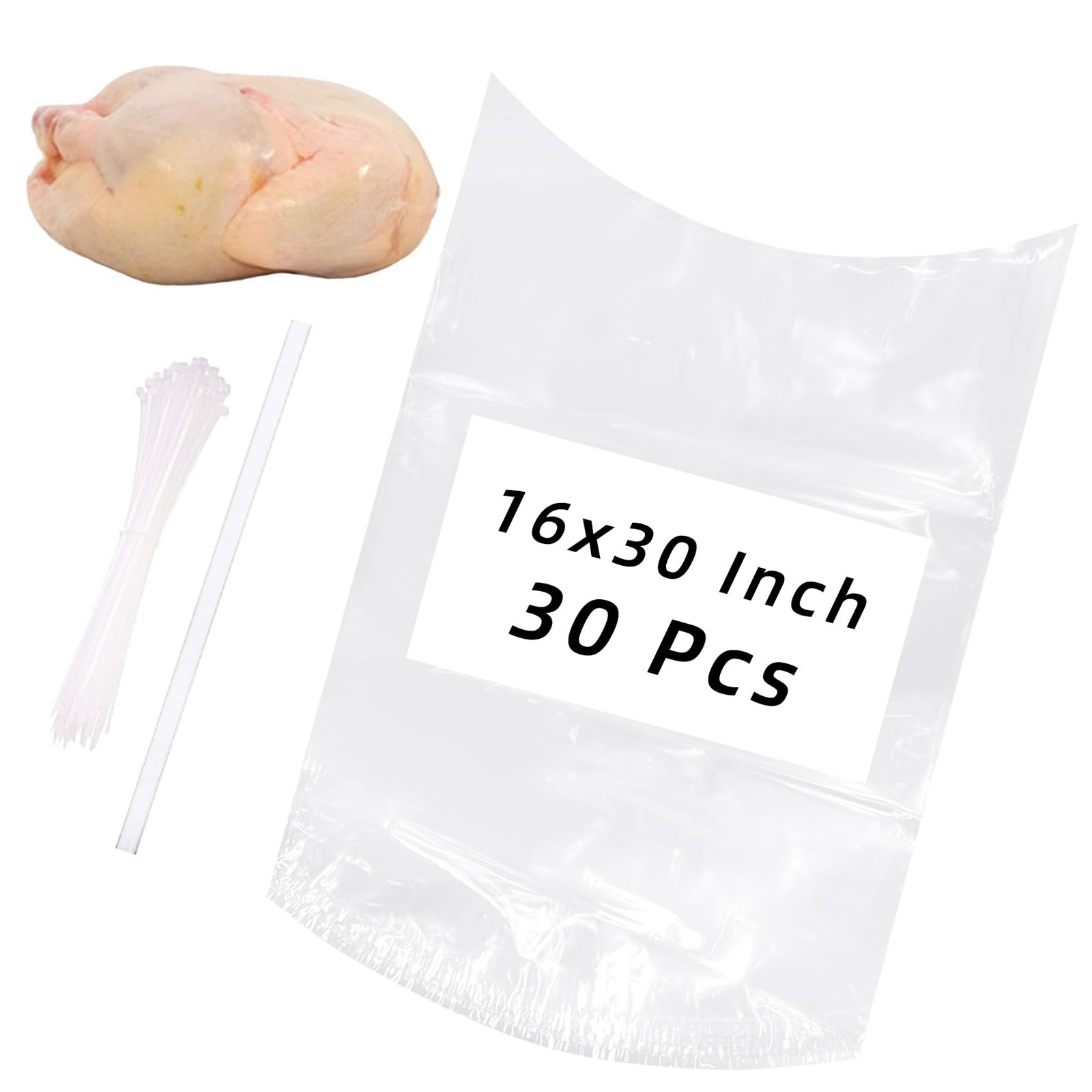Large Turkey Shrink Bags,30 Pcs 16×30 Inches Clear Poultry Heat Shrink Bags Free