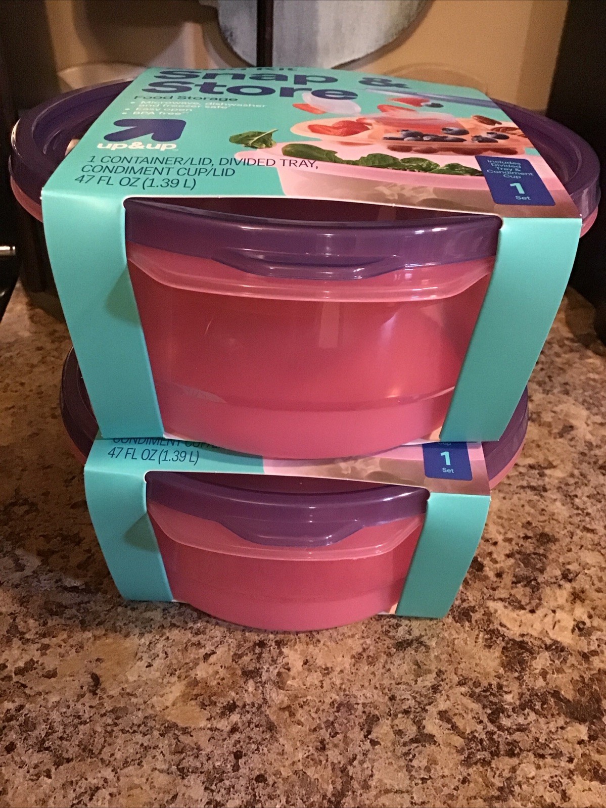 Up & Up Snap & Store Food Containers 3 Sets w/Divided Trays Great For 🥗 Salads